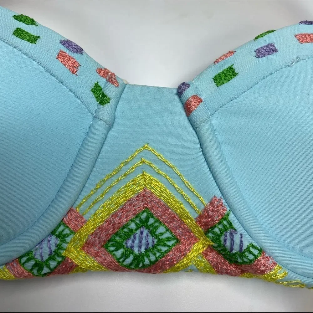 Beach Riot Embroidered Underwire Bandeau‎ Bikini Top